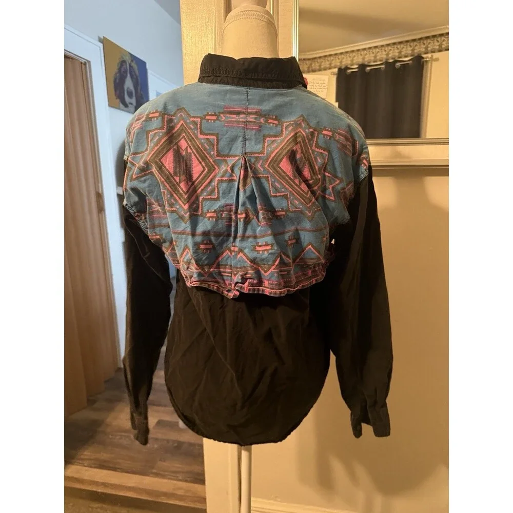 Vintage 1993 Adobe Rose Women's Southwestern Wear Long Sleeve Button Up Shirt M - Picture 3 of 5